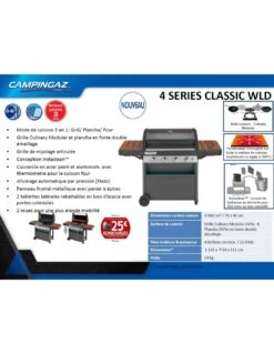 Campingaz Barbecue à Gaz 4 Séries Classic WLD Avec Plancha -Grillissimo Magasin barbecue a gaz 4 series classic wld avec plancha 5