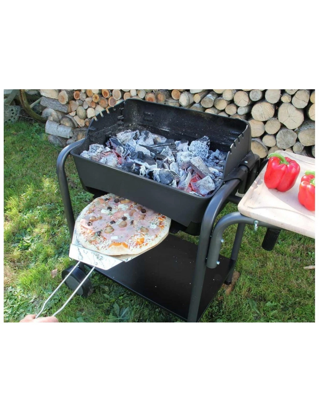 Barbecue Fonte Roma Avec Chariot - à Charbon - Pour 10 à 12 Personnes 4 Barbecue Fonte Roma Avec Chariot - à Charbon - Pour 10 à 12 Personnes – Image 2