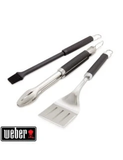 Kit De 3 Ustensiles Barbecue : Pince, Spatule Et Pinceau Weber -Grillissimo Magasin kit de 3 ustensiles pour grillades pince spatule et pinceau silicone 1